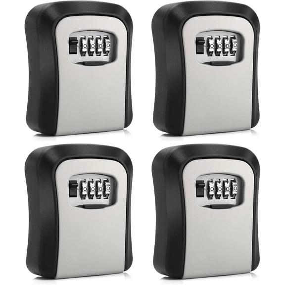 Croing 4PCS Key Lock Box, Combination Lockbox Wall-Mounted Key Storage Box for House Keys, Resettable Code Safe Security Lock Box for Home, Office, Apartment Spare Key Storage