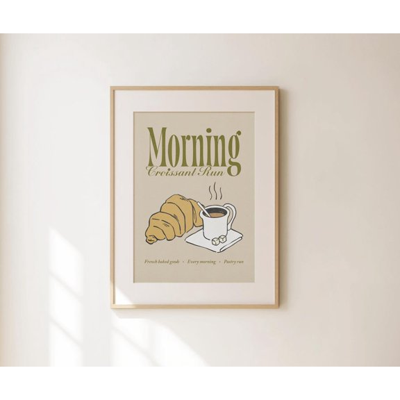 Croissant Coffee Bar Cart Pantry Dining Bakers Wall Art Unframed Paper Print