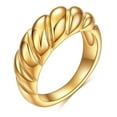 thumbnail image 1 of Croissant Dome Shaped Ring, Braided Twisted Chunky and Gold Plated Ring for Women, Girls, Statement Ring for Birthday Gift, Anniversary and Wedding (Size 10), 1 of 6