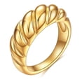 thumbnail image 1 of Croissant Dome Shaped Ring, Braided Twisted Chunky and Gold Plated Ring for Women, Girls, Statement Ring for Birthday Gift, Anniversary and Wedding (Size 9), 1 of 5
