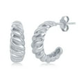 thumbnail image 1 of Croissant Earrings 15mm Twisted Round Hoop | Sterling Silver Jewelry for Women or Teens, 1 of 6