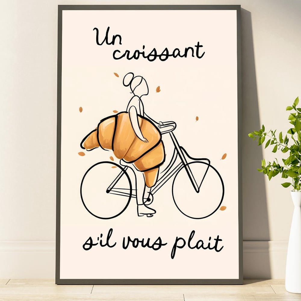 Croissant Minimalist French Coffee Shop Aesthetic Poster - Walmart.com