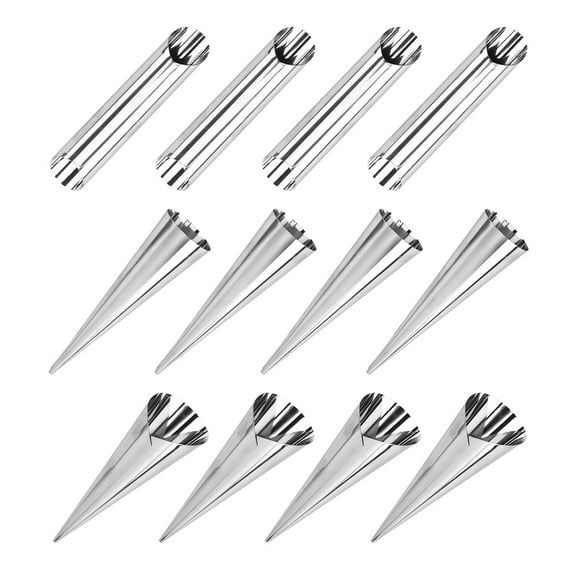 NIAIZEK 12-Piece Metal Pastry Cream Horn Molds Cone Baking Tools for Perfect Dessert Making