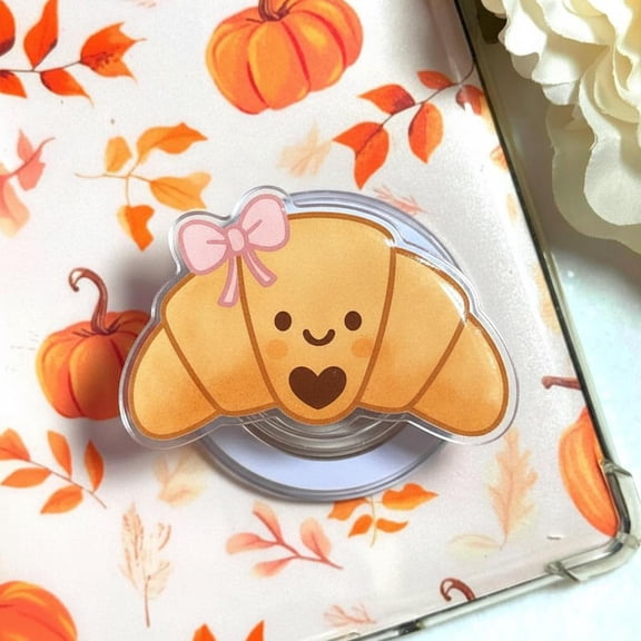 Croissant Phone Grip, Aesthetic Bakery MagSafe Holder, Cute French Pastry Griptok, Unique Gift for Bread Lovers, Foodies & Hardcore Readers