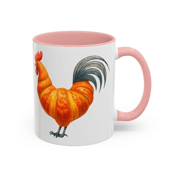 Croissant Rooster Mug French BreakfaS1offee Cup, Funny Farmhouse Chicken Art, Paris Kitchen DE1cor Gift for Foodie and Rooster Lover Fans