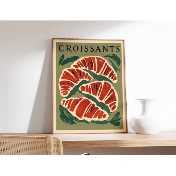 Croissants French Cafe Wall Art Print, Curated Kitchen And Dining Theme For Dining Room And Gallery Wall Decor