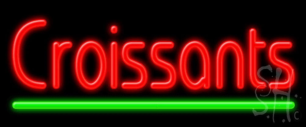 Croissants LED Neon Sign 6 x 15 - inches, Clear Edge Cut Acrylic ...
