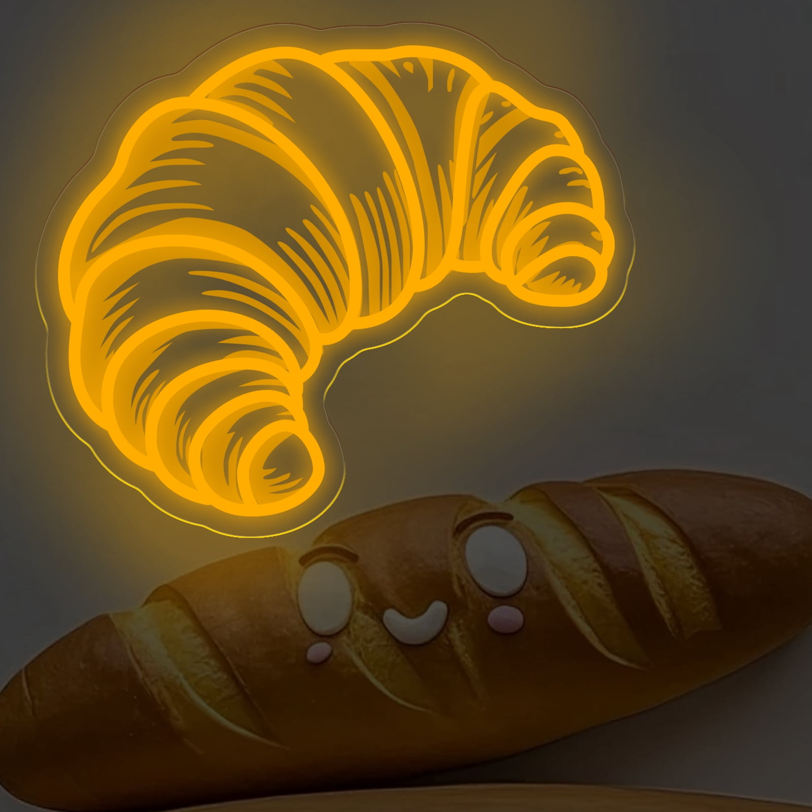 Croissants Neon Sign Bread Bakery Neon Lights Croissant Baking Light Up ...