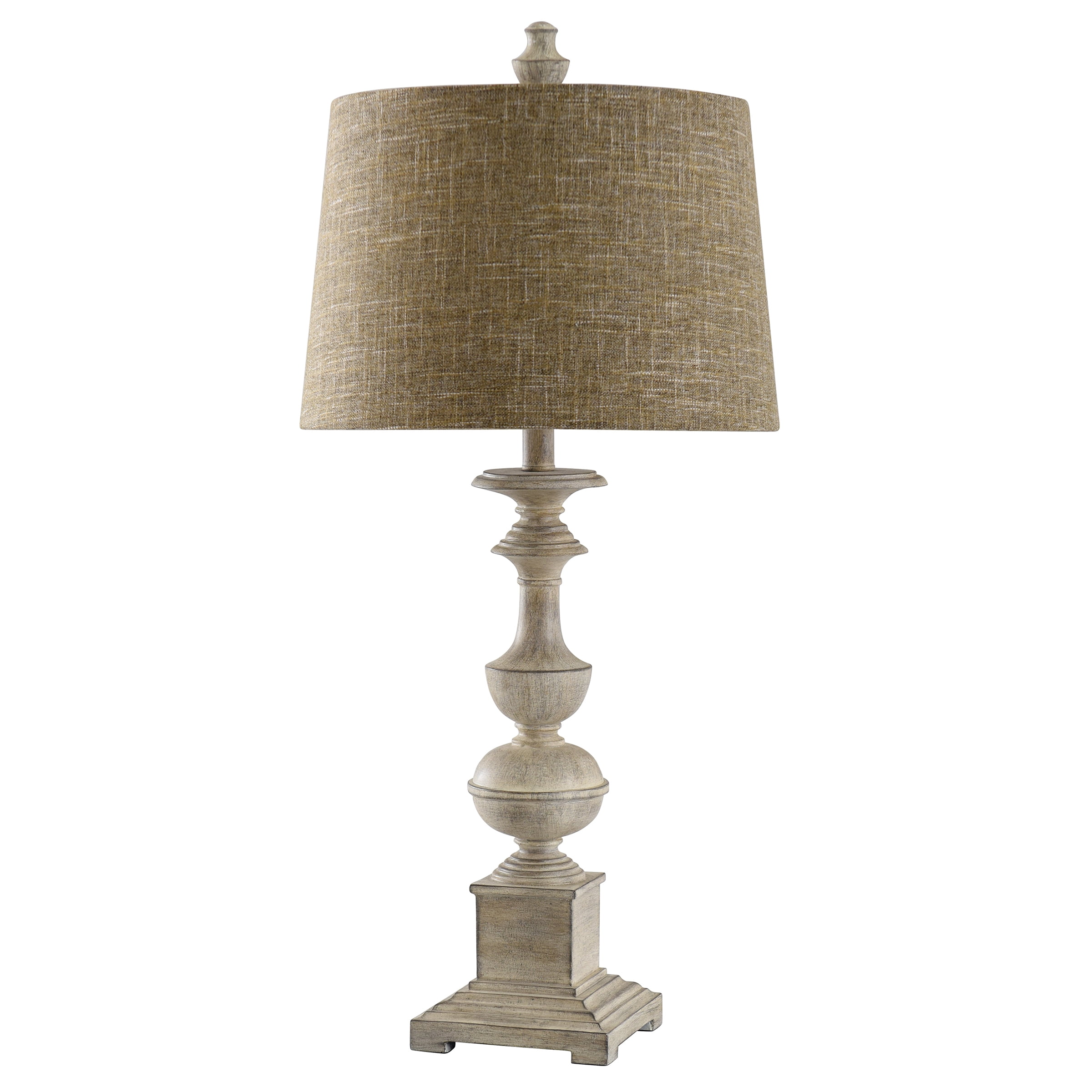 Ivory Distressed Polyresin Table Lamp with Taupe Shade