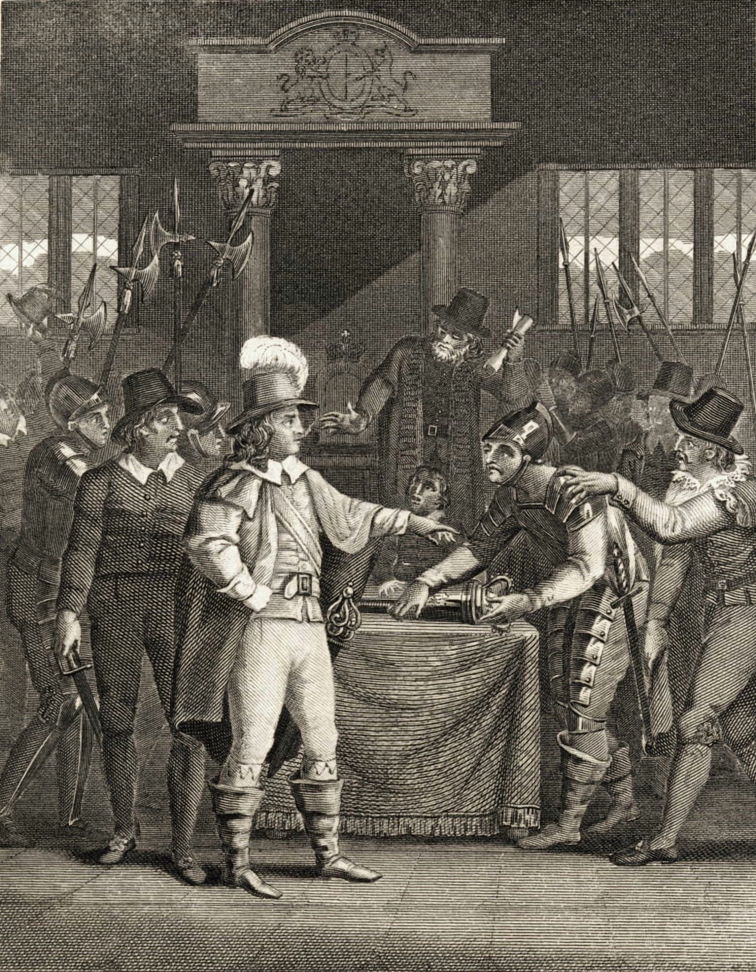 Cromwell Dissolving The Long Parliament Printed In London For Thomas Kelly 17 Paternoster Row Canvas Art - Ken Welsh Design Pics (13 x 17)