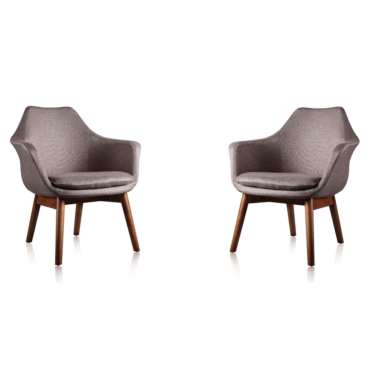 Cronkite Modern Grey Faux Leather and Walnut Wood Accent Chair