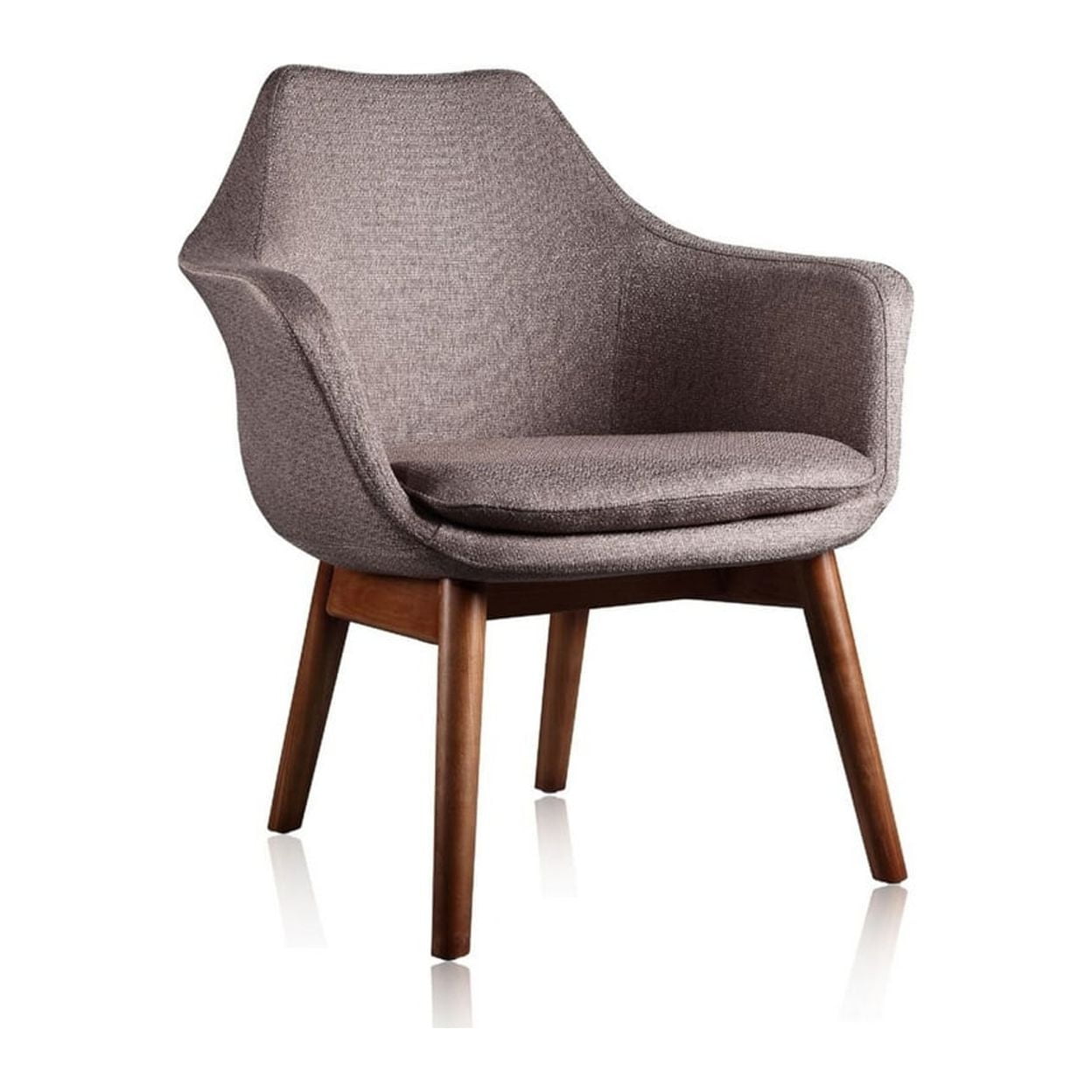 Modern Gray Faux Leather Accent Chair with Ash Wood Legs