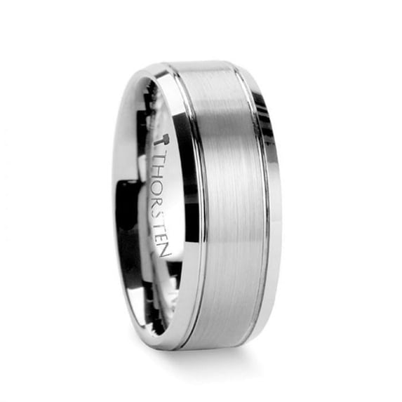 Cronus Brushed Center With Polished Bevels Tungsten Wedding Band
