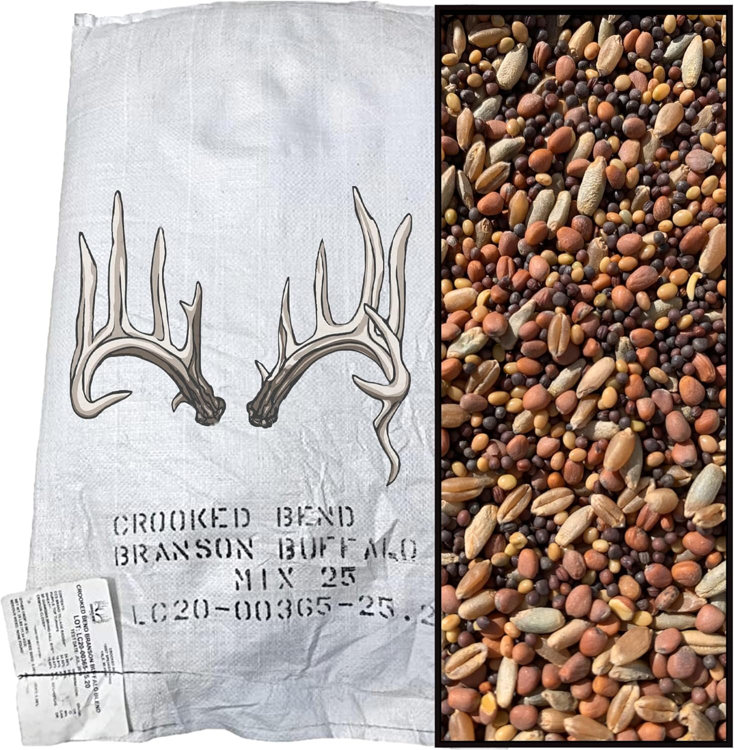 Crooked Bend Bransons Buffalo Blend, 25LB Bulk, Whitetail Food Plot Seed for Deer, Turkey, Pheasant, Dove, Elk & Duck, Plant Seeds Grow Forage to Feed & Attract Wildlife to Hunting Plots, No Till