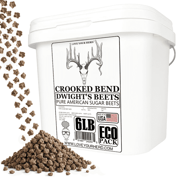 Crooked Bend Dwight’s Pure Sugar Beet Seed for Deer, 6LB EcoPack, Planting Seeds Grow Whitetail & Turkey Hunting Food Plot Attractants, Winter Root Crop & Cold Tolerant Forage Feed Wildlife, No Coat