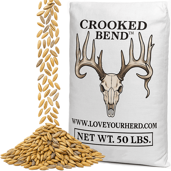 Crooked Bend Last Resort Blend, 50 LB Bulk Winter Food Plot Seed for Deer, Cereal Grain Rye, Wheat, Barley, Triticale & Oat Seeds Grow Whitetail & Turkey Attractants & Cold Hardy Hunting Plots