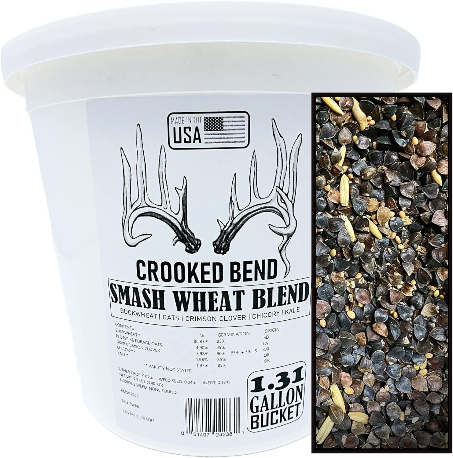 Crooked Bend Smash Wheat Blend, 7.5LB EcoPack, Food Plot Seed for Deer, Buckwheat Grows Dove