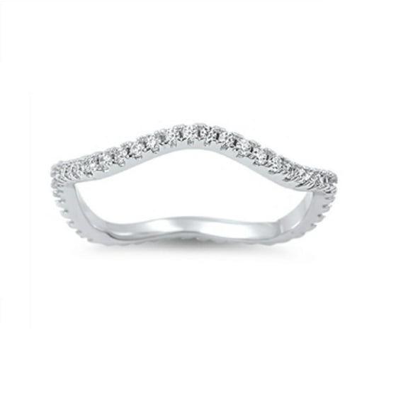 Crooked Line Eternity Cubic Zirconia Ring Sterling Silver 925