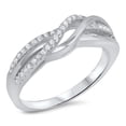 thumbnail image 1 of Crooked Lines Designer Cubic Zirconia Ring Sterling Silver 925, 1 of 3