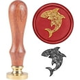 thumbnail image 1 of Crooked Shark Mandala Wax Seal Stamp Shark with Mandala Vintage Sealing Stamps 30mm Wax Stamp with Removable Brass Head Wood Handle for Party Invitations Cards Letters, 1 of 9