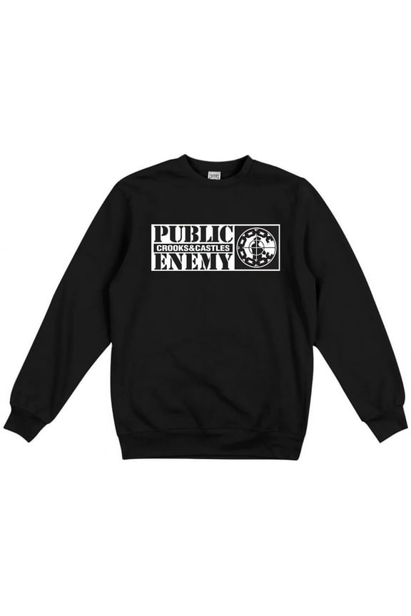 Crooks & Castle Men's X Public Enemy Chain C Crewneck Sweatshirt in Black (Small, Black)