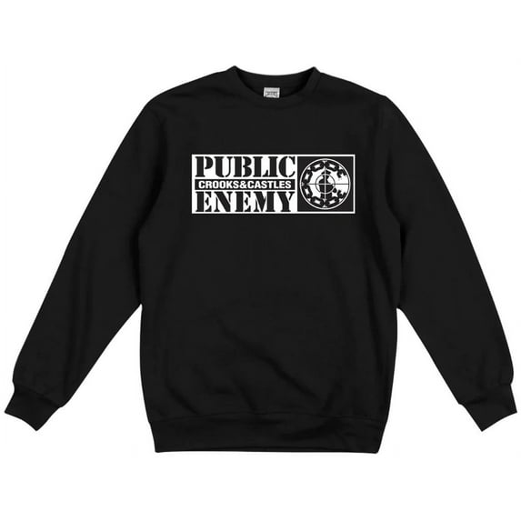 Crooks & Castle Men's X Public Enemy Chain C Crewneck Sweatshirt in Black (Small, Black)