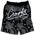 thumbnail image 1 of Crooks & Castles Men's Bandana Core French Terry Sweat Shorts in Black (Small, Black 2), 1 of 2