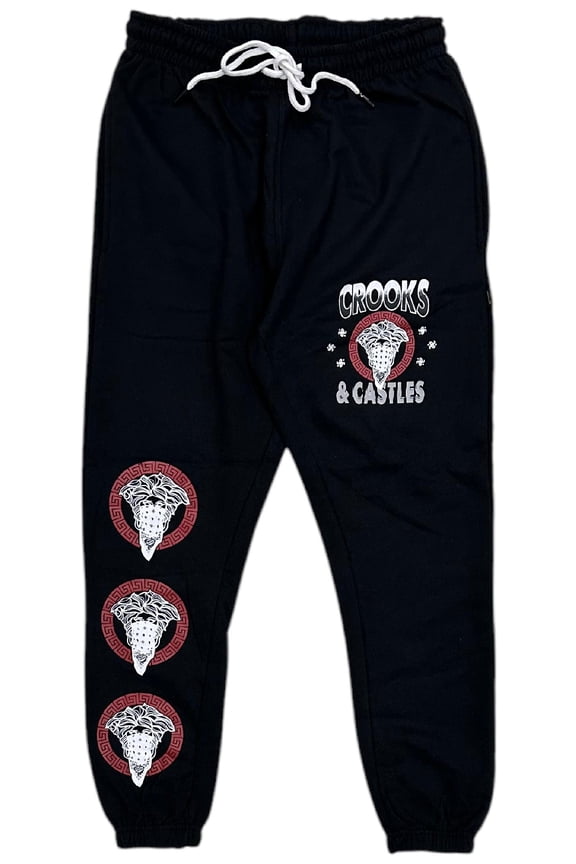 Men's Bandito Medusa Fleece Jogger Sweatpants (Small, Black)