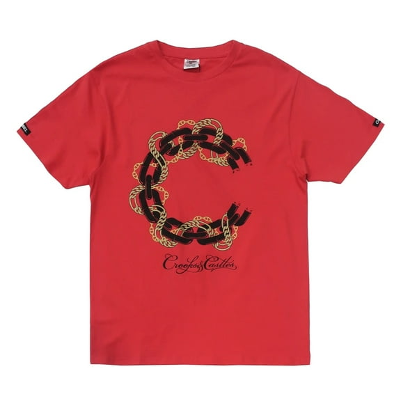 Crooks & Castles Men's C Chains Script Graphic Tee T-Shirt - Red (Small)