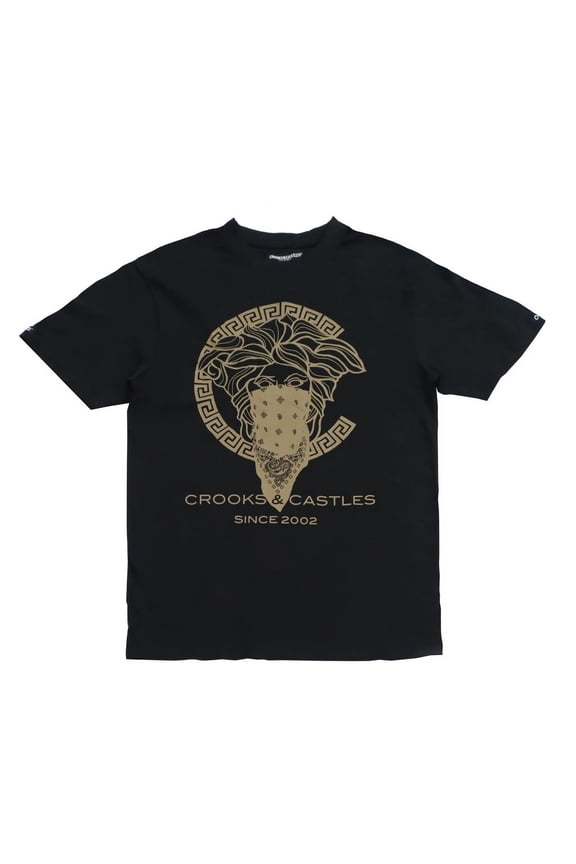 Men's Greco Bandido Metallic Graphic Tee T-Shirt (Large, Black/Gold)