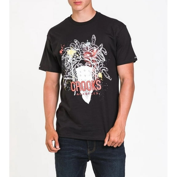 Crooks & Castles Men's Greco Medusa Bandana Graphic Tee T-Shirt (Medium)