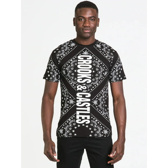 Crooks & Castles Men's Kushdana Leaf Tee T-Shirt (Small, Black)