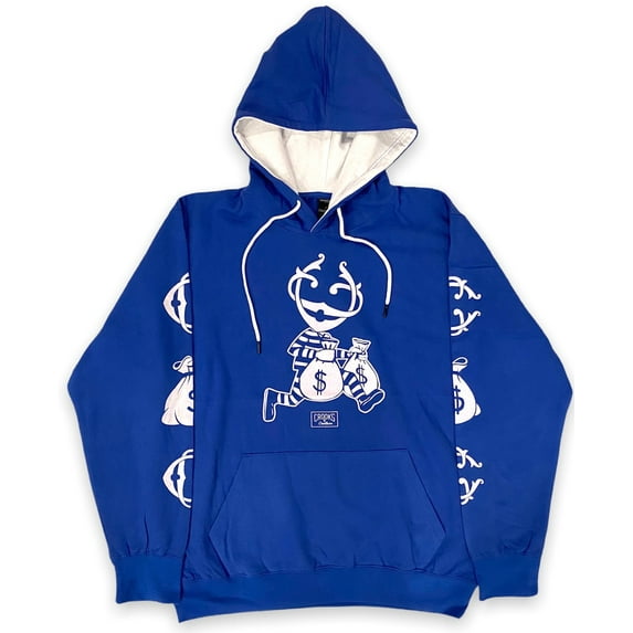 Crooks & Castles Men's Logo Graphic Pullover Fleece Hoodie Sweatshirt (Large, Money Bag - Blue)