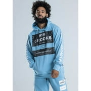 CROOKS & CASTLES Men's Logo Graphic Pullover Fleece Hoodie Sweatshirt (Medium, Klepto Bandana - Carolina Blue)