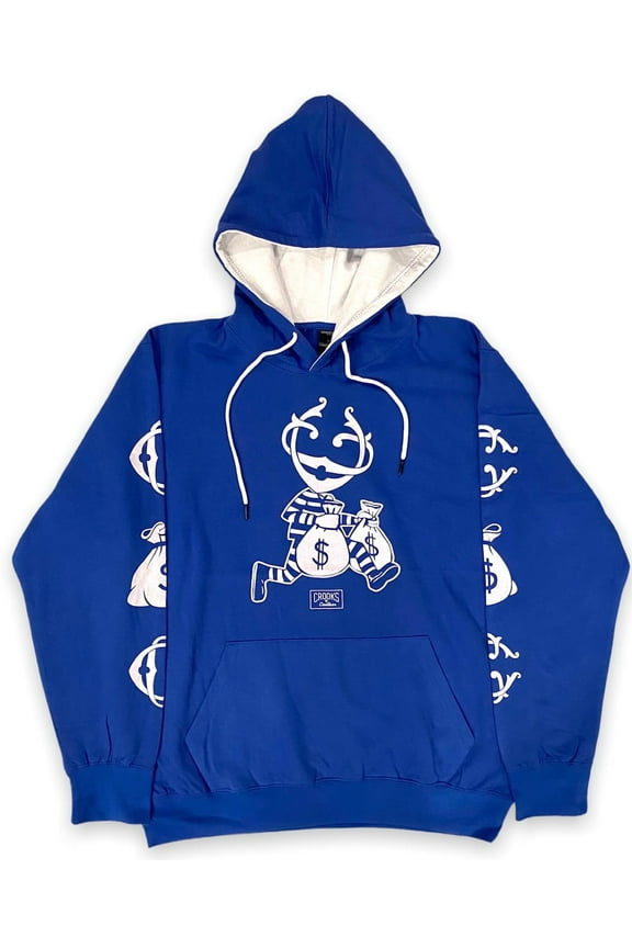 Men's Logo Graphic Pullover Fleece Hoodie Sweatshirt (X-Large, Money Bag - Blue)