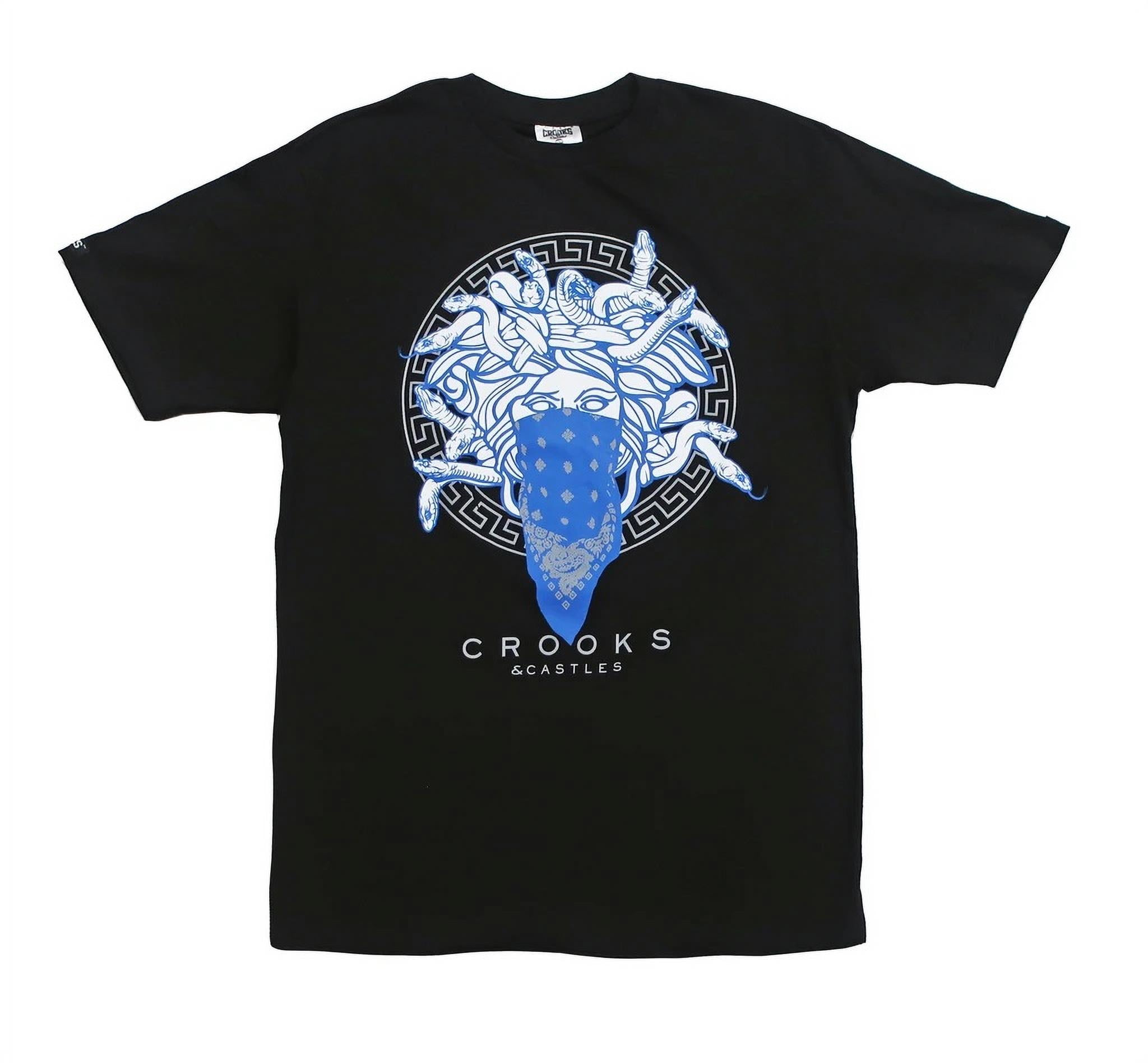 Crooks Castles Men s Medusa Bandana Graphic Tee T Shirt Small Black Walmart