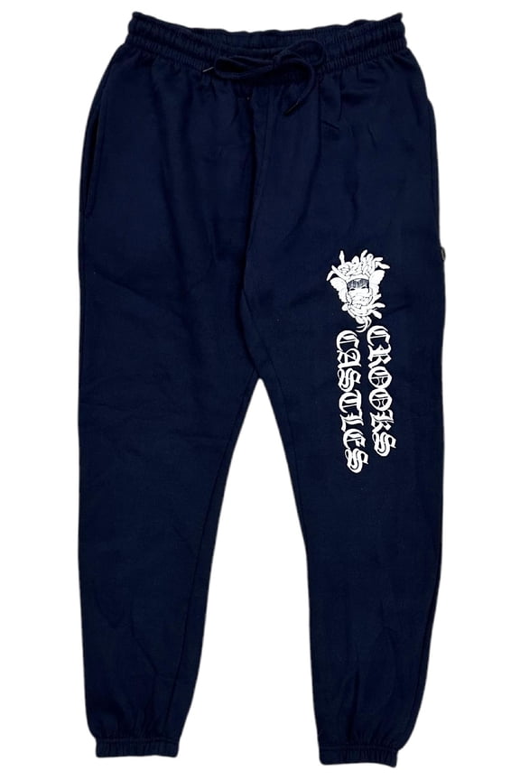 Men's Medusa Gothic Logo Fleece Jogger Sweatpants (XX-Large, Navy)