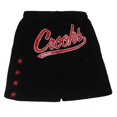 thumbnail image 1 of Crooks & Castles Men's Stars Fleece Sweat Shorts in Black (Small, Black), 1 of 2