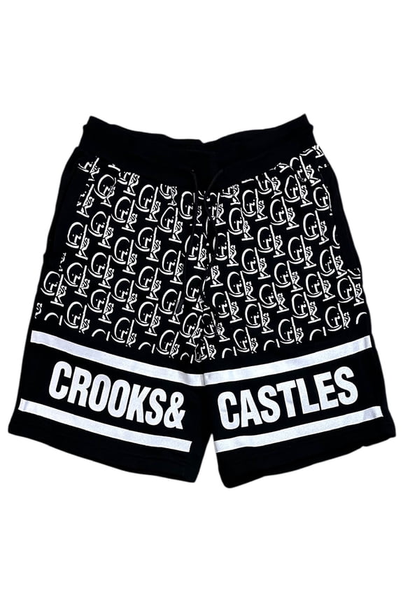 Men's Sweatshorts New Core Monogram Fleece Shorts (X-Large, Black)