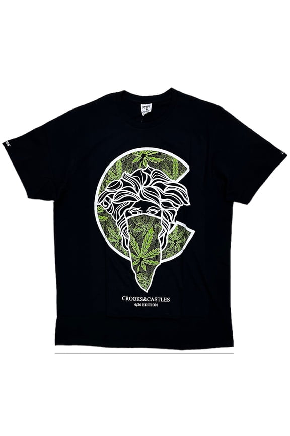 Men's T-Shirt Bandito C Leaves Short Sleeve Tee (Large, Black)