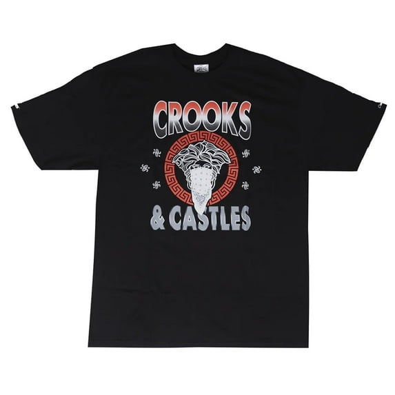 Crooks & Castles Men's T-Shirt Medusa Bandana Short Sleeve Tee (XXX-Large, Black)