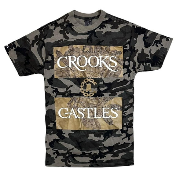 Crooks & Castles Men's T-Shirt Medusa Camo Short Sleeve Tee (Small, Camo)
