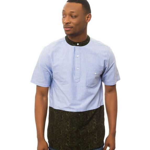 Crooks & Castles Mens The Digital Camo Polo Shirt, Blue, Small