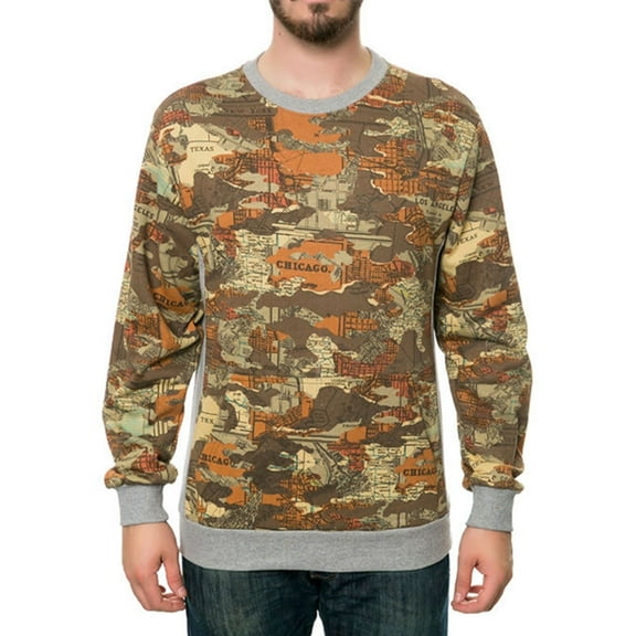 Crooks & Castles Mens The Tactics Sweatshirt, Brown, Medium
