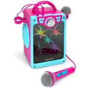 ماكينة كاريوكي Croove POP Box للأطفال مع ميكروفونات وأضواء باللون الوردي