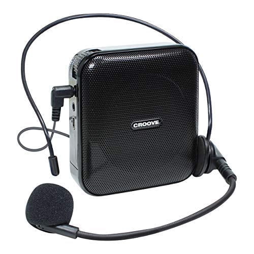 Croove Portable Rechargeable Voice Amplifier with Microphone, Headset, Belt Clip