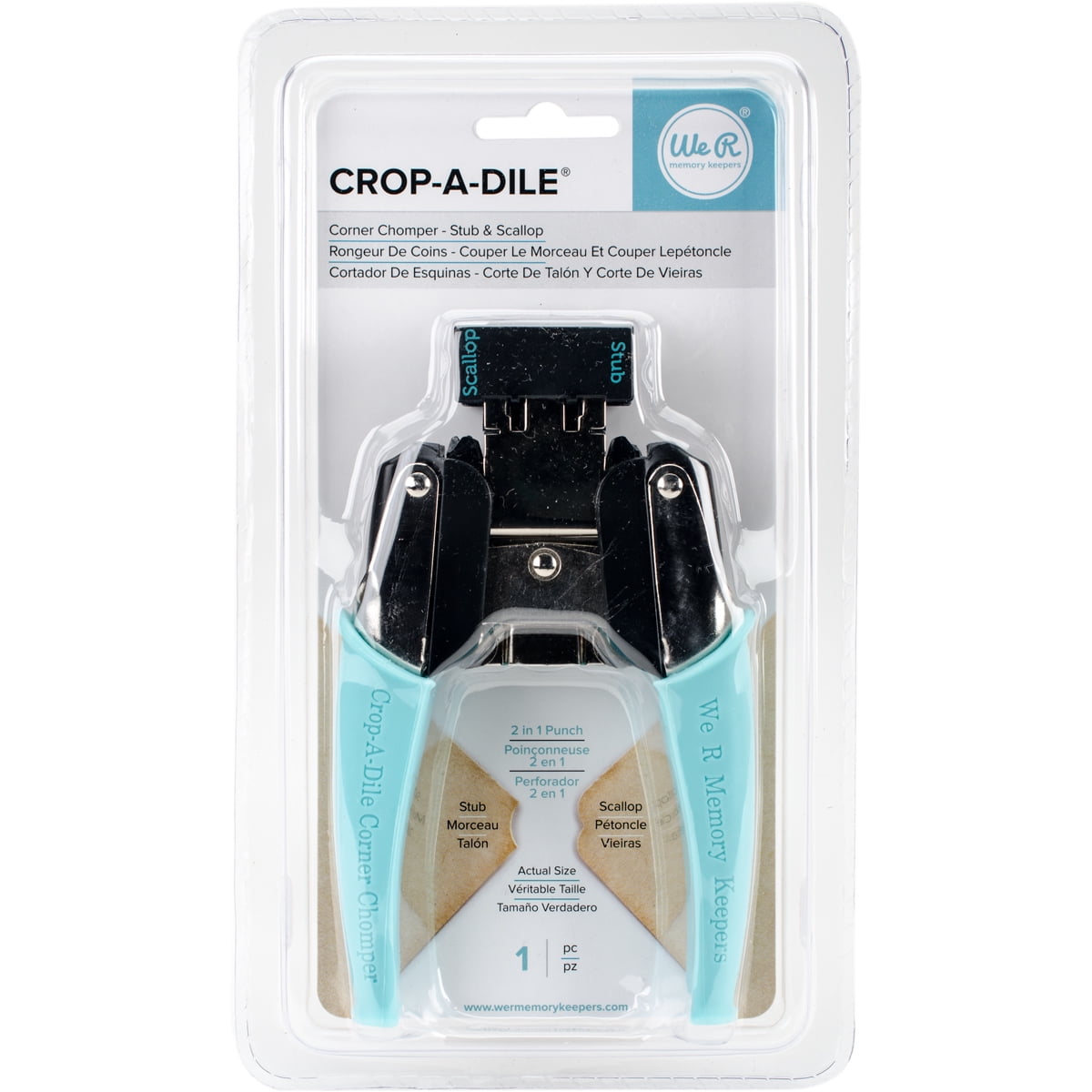 Crop-A-Dile Corner Chomper - Stub & Scallop Punch by We R Memory Keepers | Blue Comfort Handle