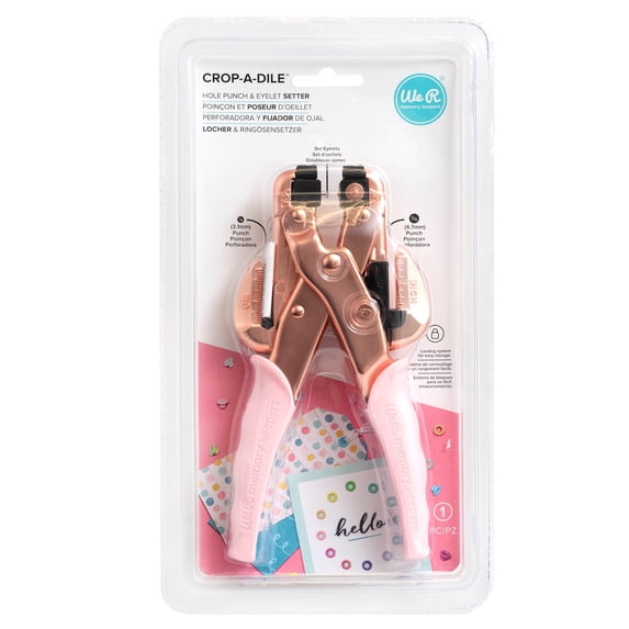 We R Crop-A-Dile Hole Punch & Eyelet Setter-Rose Gold