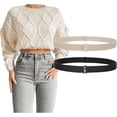 thumbnail image 1 of Crop Band Tuck Band Belts for Sweaters T-Shirts, Elastic Stretchy Belts for Women (Black+Khaki), 1 of 4