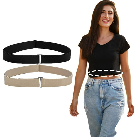 Crop Band for T-Shirts,Tuck Band, Sweater Tuck Band belts (Black+Khaki)